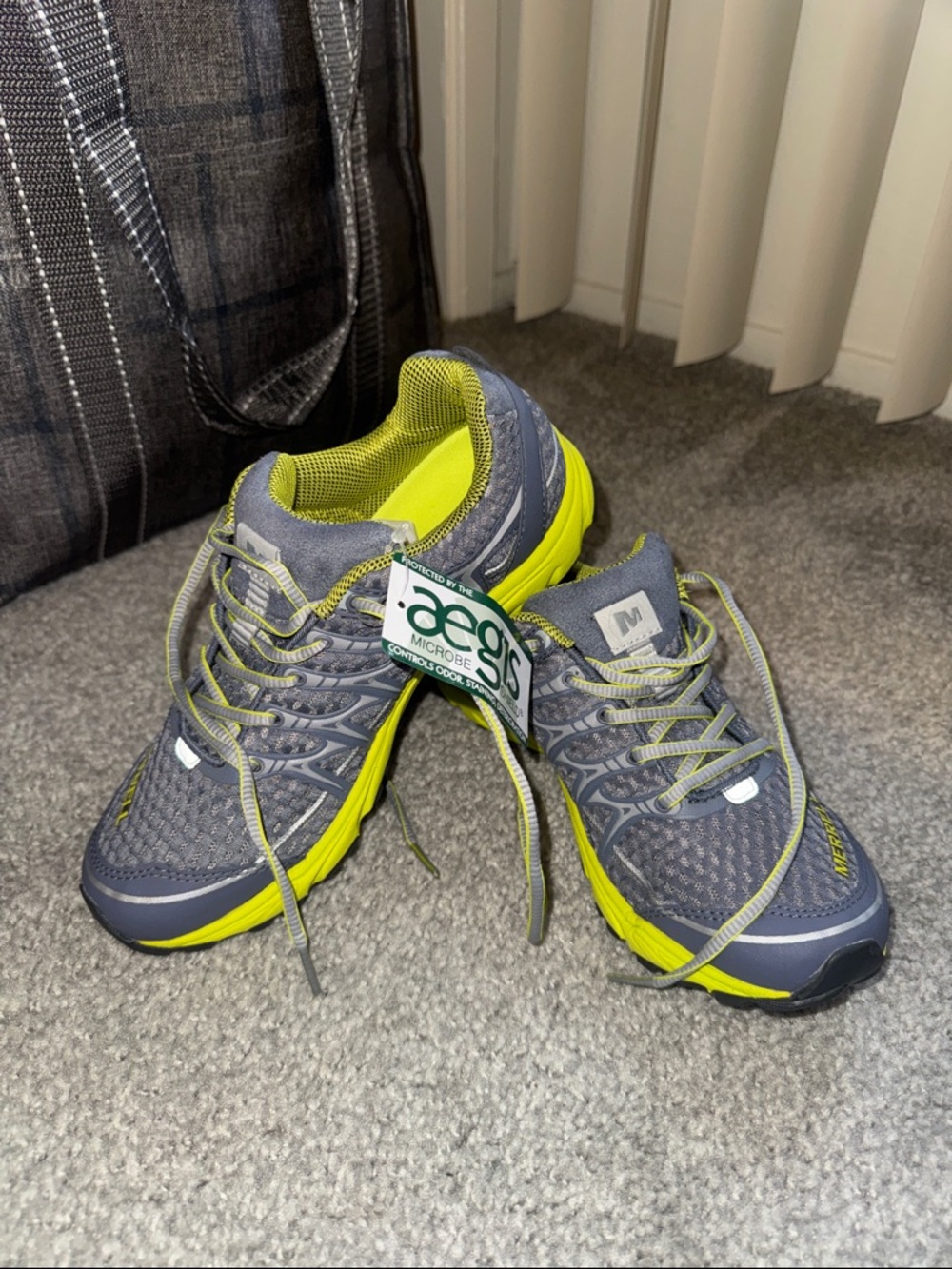 Merrell Women's Gray and Neon Yellow Trail Running Shoes